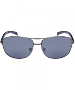 Aviator Metal Square Spring Hinge Sunglasses w/Polarized lens 25052S-P - Matte Gunmetal - CA12NGDY3C8 $19.26