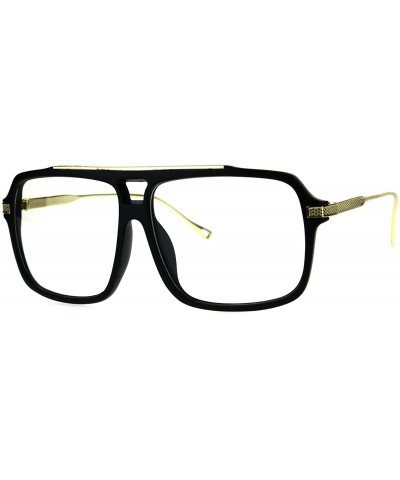 Square Mens Clear Lens Glasses Trendy Hip Fashion Square Frame Eyeglasses UV 400 - Shiny Black Gold - CW187ZMMKGG $24.82