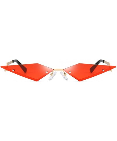 Cat Eye Women Irregular Diamond Shape Sunglasses Small Cat Eye Flat Lens Mirrored Glasses - Red - CS196ASKU3Q $12.20