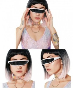 Wrap Futuristic Cyclops Sunglasses For Cosplay Narrow Cyclops Adult Party Glasses Wrap - 7 - CL18H39L36K $10.35