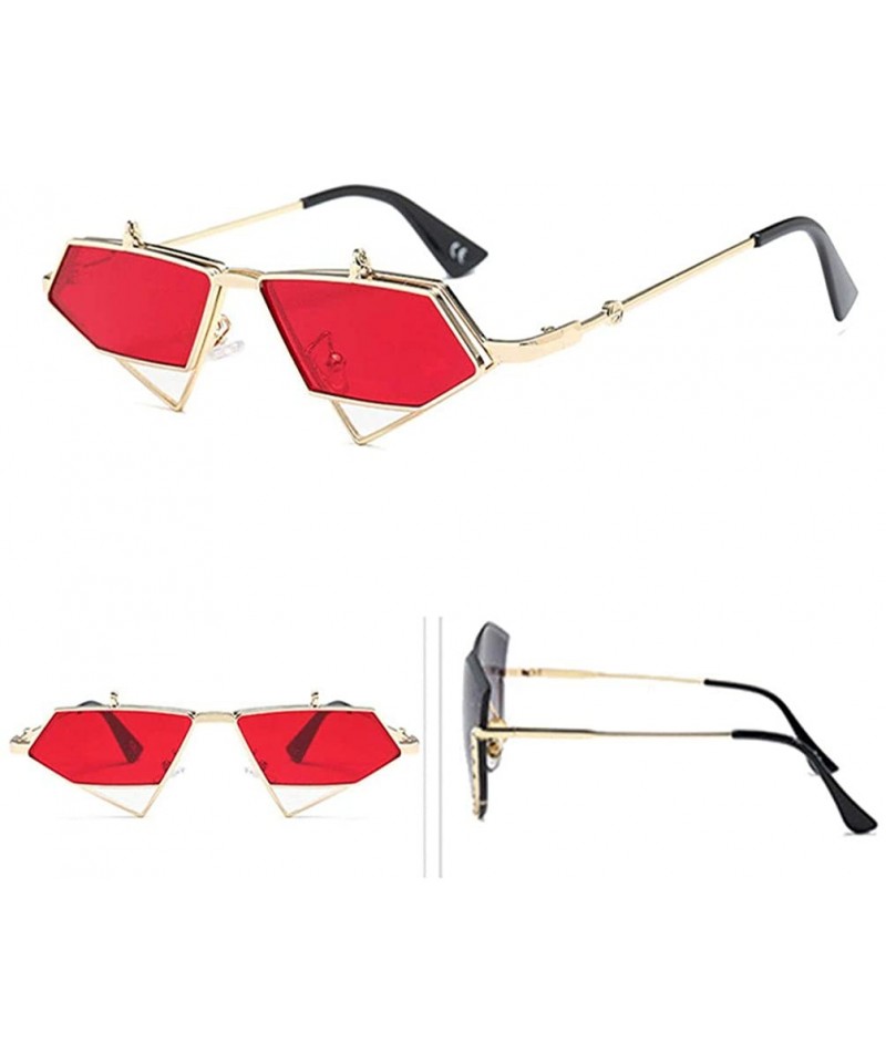 Semi-rimless Sunglasses Women Designer Sun Glasses Female Metal Frame Eyewear - C1-gold-red - CN18Y8E0IM0 $26.69