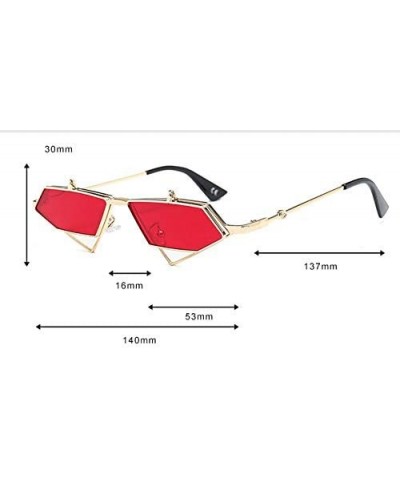 Semi-rimless Sunglasses Women Designer Sun Glasses Female Metal Frame Eyewear - C1-gold-red - CN18Y8E0IM0 $26.69