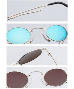 Oval Men's & Women's Sunglasses Vintage Oval Metal Frame Sunglasses - Silver Box Black Gray - C018EQELRGW $9.79