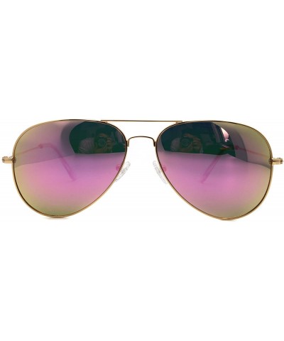Aviator Metal Sunglasses Fashion UV400 Polarized Lens - Gold Frame Pink Lens + Gun Metal Frame Silver Lens - CV18658IDZ5 $26.51