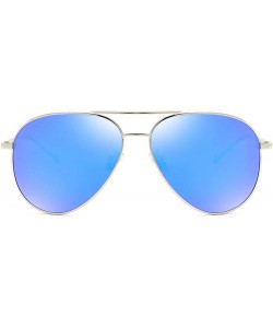 Round aviator Polarized sunglasses for men women fishing driving sunglasses uv protection - Blue - CH18WULTA29 $18.55