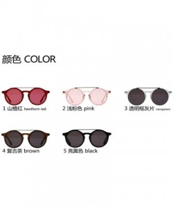 Round New fashion double nose Korean version of the trend retro unisex marine color film hip hop sunglasses UV400 - C818M0N4E...