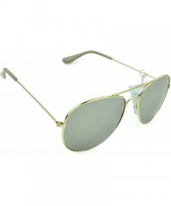 Rectangular Trendy Classic Aviator Sunglasses Men/Women Sunglasses 100% UV Protection - Gold - CF129IJX0JD $9.06