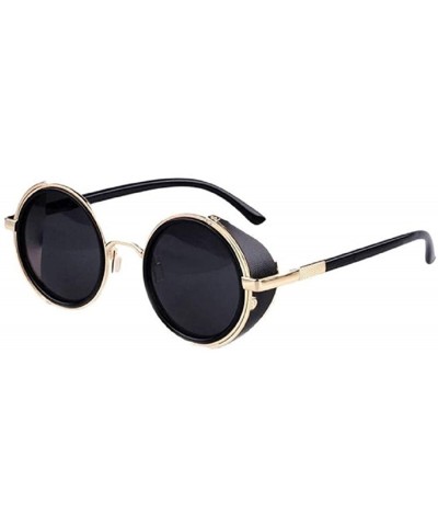 Round Women Fashion Round Frame Glasses Cyber Goggles Steampunk Sunglasses Vintage Retro - F - CP18SU4MGSX $17.51