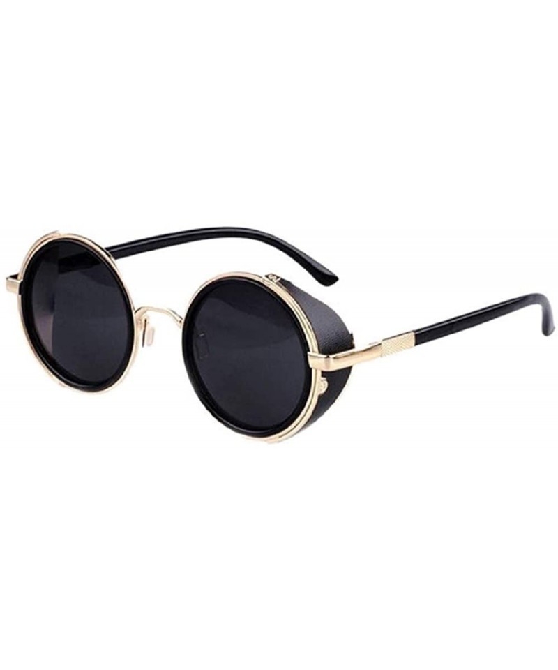 Round Women Fashion Round Frame Glasses Cyber Goggles Steampunk Sunglasses Vintage Retro - F - CP18SU4MGSX $10.74