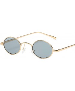 Oval Retro Small Oval Sunglasses for Women Unisex Metal Frame Vintage Color Lenses Sun Glasses UV400 - 2 - CB18R3C5IQZ $24.94