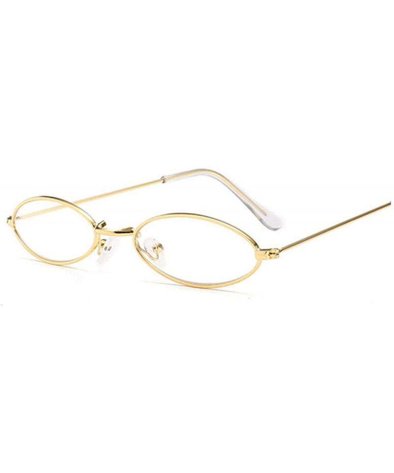 Oversized Fashion Women Sunglasses Famous Oval Sun Glasses Female Metal Round Rays Frames Small Cheap Eyewear - Gold - C9198Z...