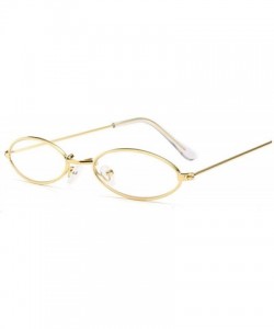 Oversized Fashion Women Sunglasses Famous Oval Sun Glasses Female Metal Round Rays Frames Small Cheap Eyewear - Gold - C9198Z...
