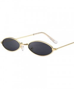 Oversized Fashion Women Sunglasses Famous Oval Sun Glasses Female Metal Round Rays Frames Small Cheap Eyewear - Gold - C9198Z...