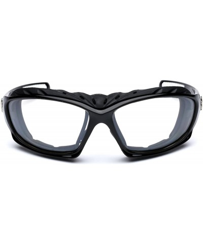 Shield Oversized Men's Sport Padded Motorcycle Bikers Sunglasses - Black - Clear - CX11P3ROIVT $22.42