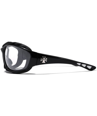 Shield Oversized Men's Sport Padded Motorcycle Bikers Sunglasses - Black - Clear - CX11P3ROIVT $22.42