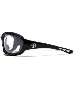 Shield Oversized Men's Sport Padded Motorcycle Bikers Sunglasses - Black - Clear - CX11P3ROIVT $22.42