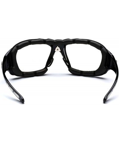 Shield Oversized Men's Sport Padded Motorcycle Bikers Sunglasses - Black - Clear - CX11P3ROIVT $25.33