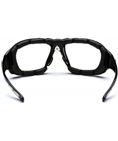 Shield Oversized Men's Sport Padded Motorcycle Bikers Sunglasses - Black - Clear - CX11P3ROIVT $8.74