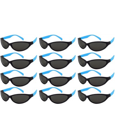 Wayfarer 12 Pack 80's Style Neon Party Sunglasses Adult/Kid Size with CPSIA certified-Lead(Pb) Content Free - C112MWWC3BU $19.87