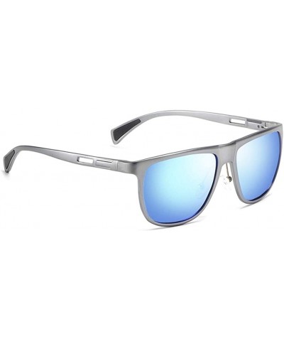 Square Men Polarized Square Sunglasses Metal Aluminum Magnesium Frame Male Sun Glasses for Driving - C5blue Mirror - CJ199HWM...