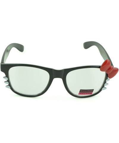 Oval Women's Kitty Style Sunglasses with Whisker or Bow Accent - Black-kitty1 - CG12D1CQD7J $19.80