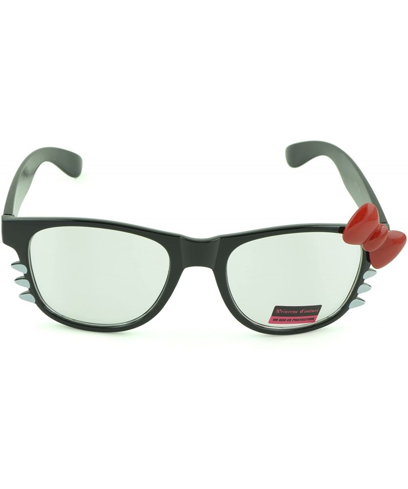 Oval Women's Kitty Style Sunglasses with Whisker or Bow Accent - Black-kitty1 - CG12D1CQD7J $11.05