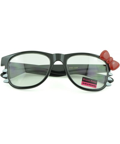 Oval Women's Kitty Style Sunglasses with Whisker or Bow Accent - Black-kitty1 - CG12D1CQD7J $11.05