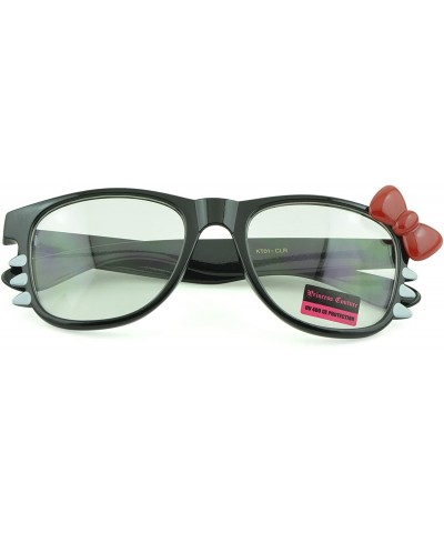 Oval Women's Kitty Style Sunglasses with Whisker or Bow Accent - Black-kitty1 - CG12D1CQD7J $11.05
