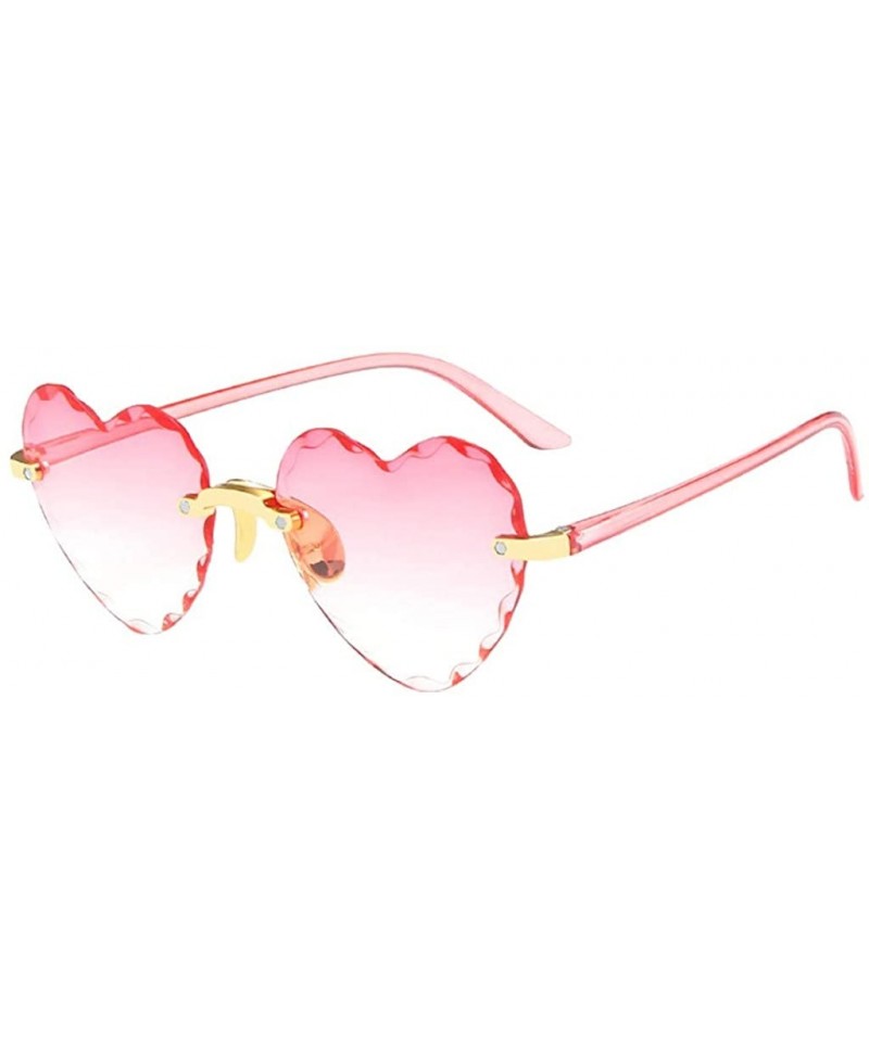 Rectangular Unisex Fashion Men Women Eyewear Casual Heart Shaped Frameless Sunglasses - D - CB190H22SD3 $6.80