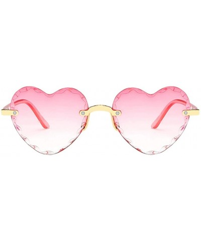 Rectangular Unisex Fashion Men Women Eyewear Casual Heart Shaped Frameless Sunglasses - D - CB190H22SD3 $6.80