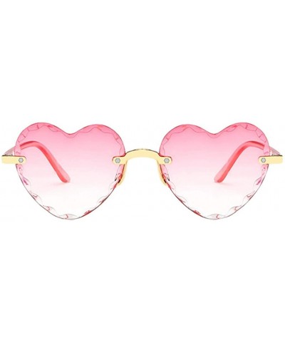 Rectangular Unisex Fashion Men Women Eyewear Casual Heart Shaped Frameless Sunglasses - D - CB190H22SD3 $6.80