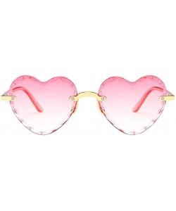 Rectangular Unisex Fashion Men Women Eyewear Casual Heart Shaped Frameless Sunglasses - D - CB190H22SD3 $6.80