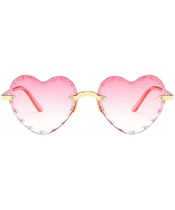 Rectangular Unisex Fashion Men Women Eyewear Casual Heart Shaped Frameless Sunglasses - D - CB190H22SD3 $6.80