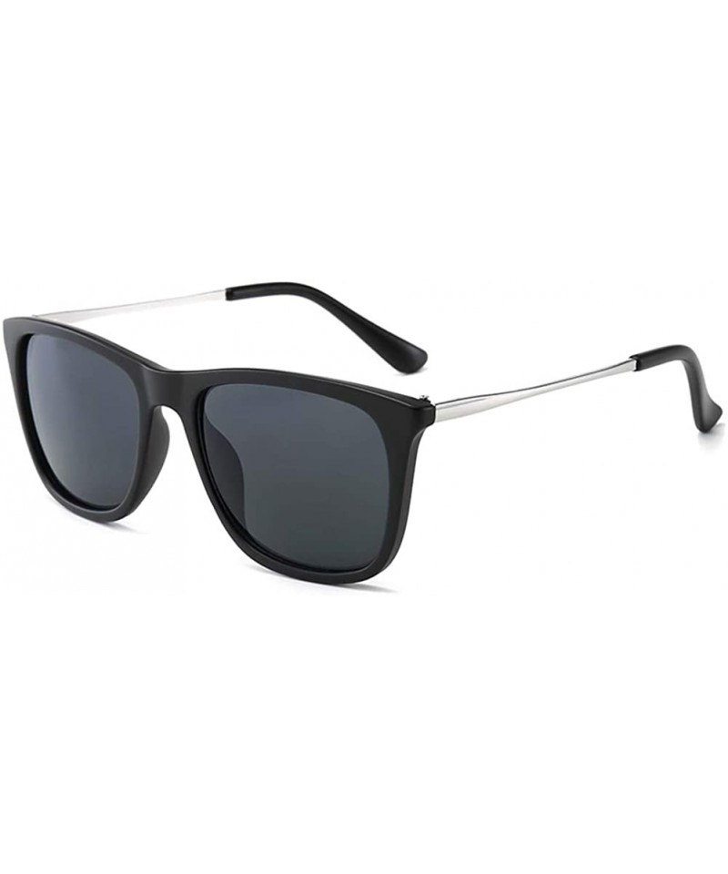 Square Men Women Fashion Classic Square Frame Anti UV Sunglasses - Sand Black Gray Lens - CK18WR7Z09L $10.48