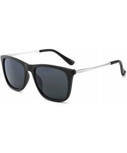 Square Men Women Fashion Classic Square Frame Anti UV Sunglasses - Sand Black Gray Lens - CK18WR7Z09L $10.48