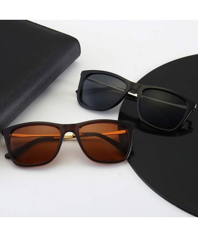 Square Men Women Fashion Classic Square Frame Anti UV Sunglasses - Sand Black Gray Lens - CK18WR7Z09L $10.48