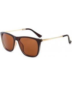 Square Men Women Fashion Classic Square Frame Anti UV Sunglasses - Sand Black Gray Lens - CK18WR7Z09L $10.48
