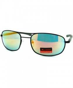 Rectangular Mens Sports Narrow Rectangular Warp Metal Sunglasses - Black Orange - C011K8CFCBJ $10.05