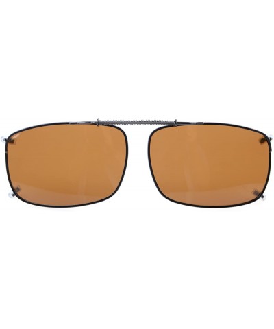 Oval Large Polarized Clip On Sunglasses 60mm Wide x 42mm Height Millimeters - C60-brown - CZ18ITXKMC3 $9.51