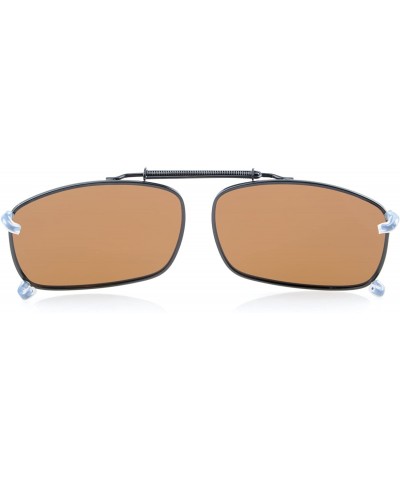 Oval Large Polarized Clip On Sunglasses 60mm Wide x 42mm Height Millimeters - C60-brown - CZ18ITXKMC3 $9.51