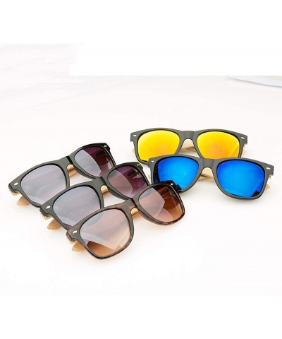 Square Retro Wood Sunglasses Women Men Bamboo Sunglass Classic Goggles Gold Mirror Sun Glasses Shades Lunette - CL197A35Q07 $...