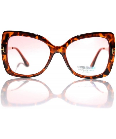 Oversized SIMPLE Oversized Butterfly Two Tone Lens Sunglasses for Women - Red - CD18ZTYQ95R $10.50
