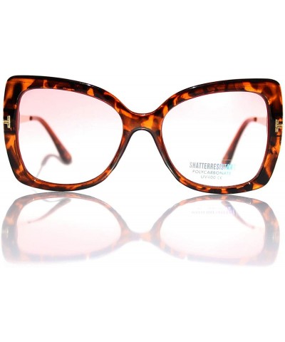 Oversized SIMPLE Oversized Butterfly Two Tone Lens Sunglasses for Women - Red - CD18ZTYQ95R $10.50