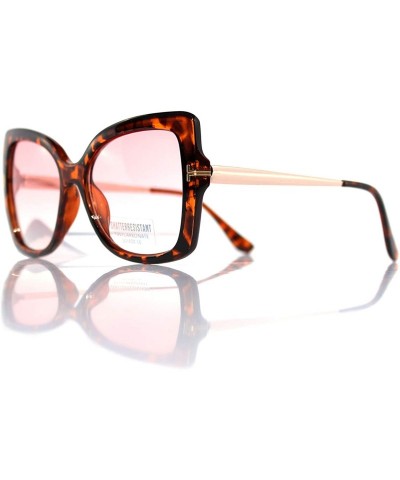 Oversized SIMPLE Oversized Butterfly Two Tone Lens Sunglasses for Women - Red - CD18ZTYQ95R $10.50