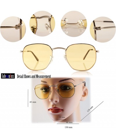 Square Minimalist Hexagonal Metal Frame Color Tinted/Clear Flat Lens Sunglasses A021 - Silver/ Purple - CU186CQIINT $13.34