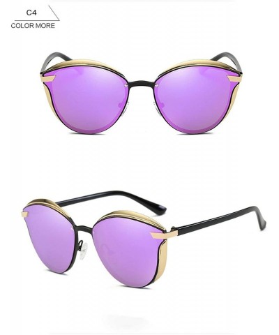 Round Polarized Sunglasses Women's Style Metal Color Classic Retro UV400 Sun Glasses Vintage - Violet - CR19852CRKE $24.20