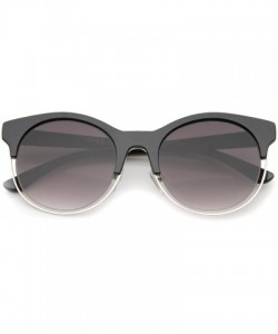 Cat Eye Modern Half Frame Metal Trim Round Cat Eye Sunglasses 53mm - Shiny Black-silver / Lavender - CK12KUKMSOR $11.97
