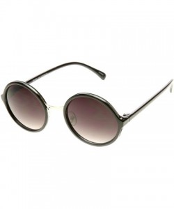 Round Vintage Inspired Classic Round Circle Sunglasses w/Metal Bridge - Black-silver/Smoke - CB117RRPY6B $12.26