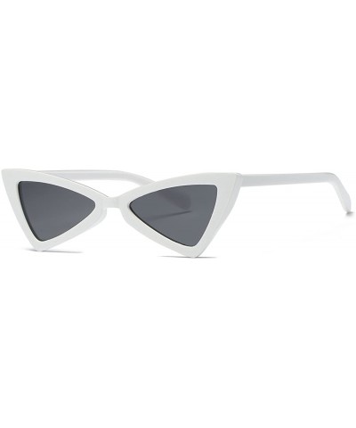 Cat Eye Sunglasses For Women Metal Hinges Cat Eye Triangle Plastic Frame Glasses K0571 - White&black - C218CEGRKLN $9.24