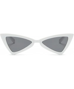 Cat Eye Sunglasses For Women Metal Hinges Cat Eye Triangle Plastic Frame Glasses K0571 - White&black - C218CEGRKLN $9.24